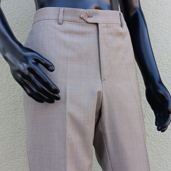 NORDSTROM MEN'S SHOP PURE WOOL FLAT FRONT LUXURY TROUSERS (MEXICO)